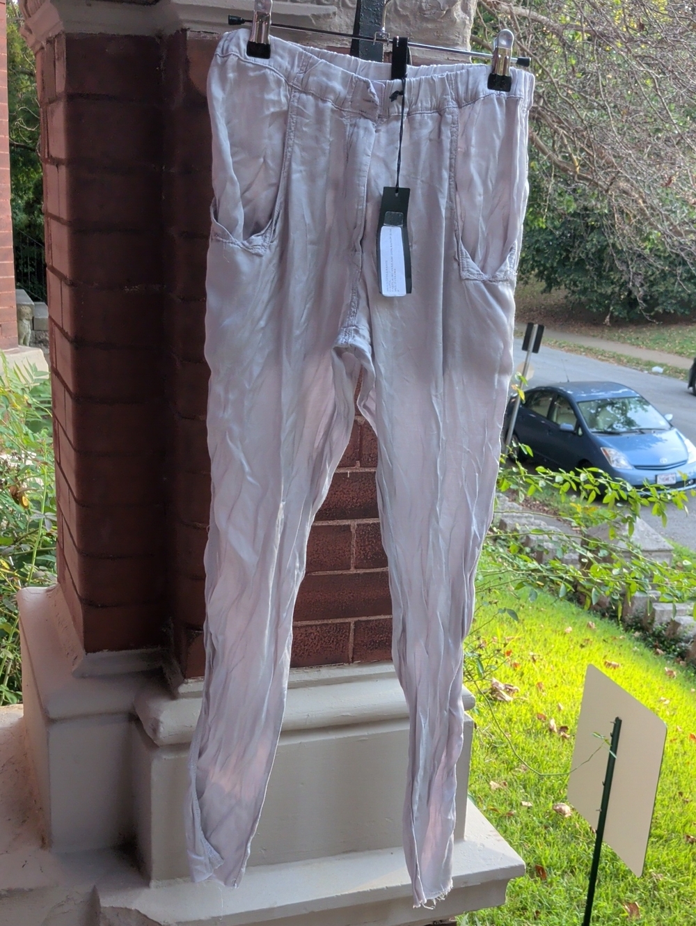 Women's Straight Leg Drawstring Pants in Light Silver
